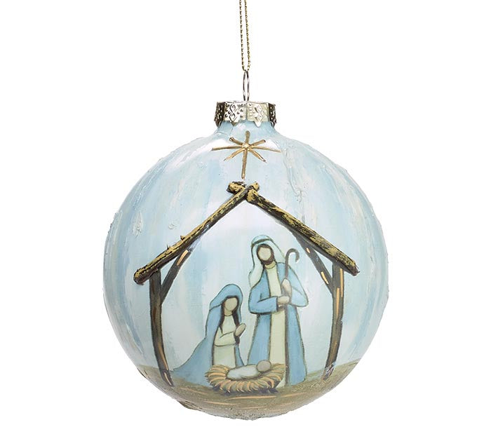 Holy Family Glass Ornament