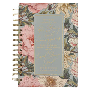 Strong & Courageous Josh. 1:9 Floral Spiral-Bound Journal