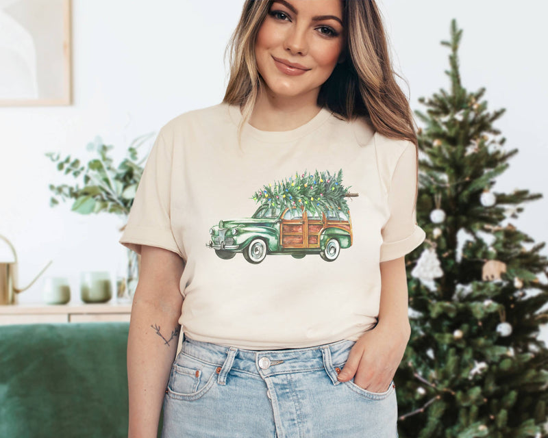 Retro Christmas Car Holiday Tee