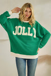 Jolly Kelly Green Cloudy Knit Pullover Top