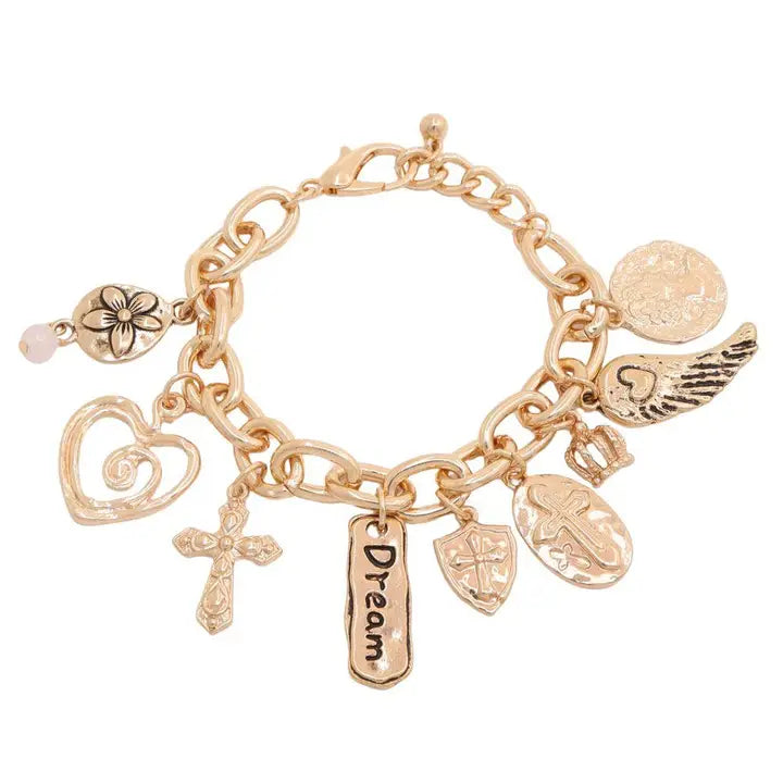 Cross Charm Metal Bracelet