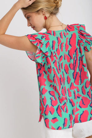 Take A Look Umgee Abstract Print V-Neck Top