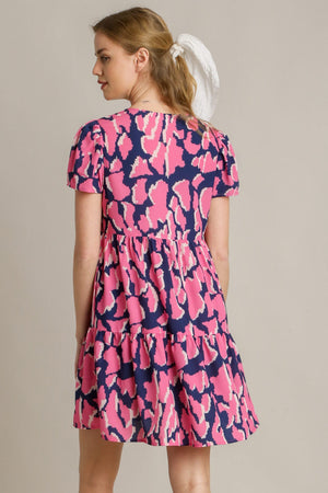 No Matter What Umgee Abstract Print V-Neck Tiered Dress