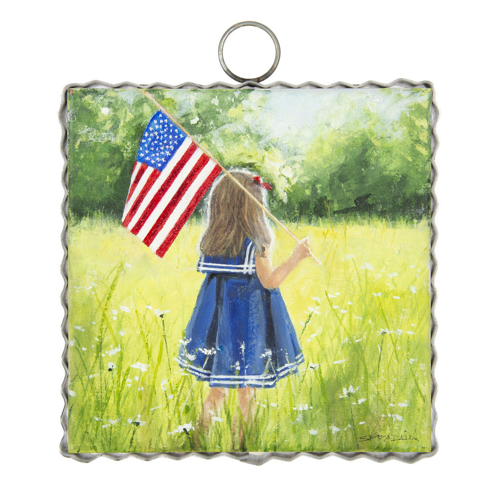 Roundtop Collection Mini Girl and Flag Print
