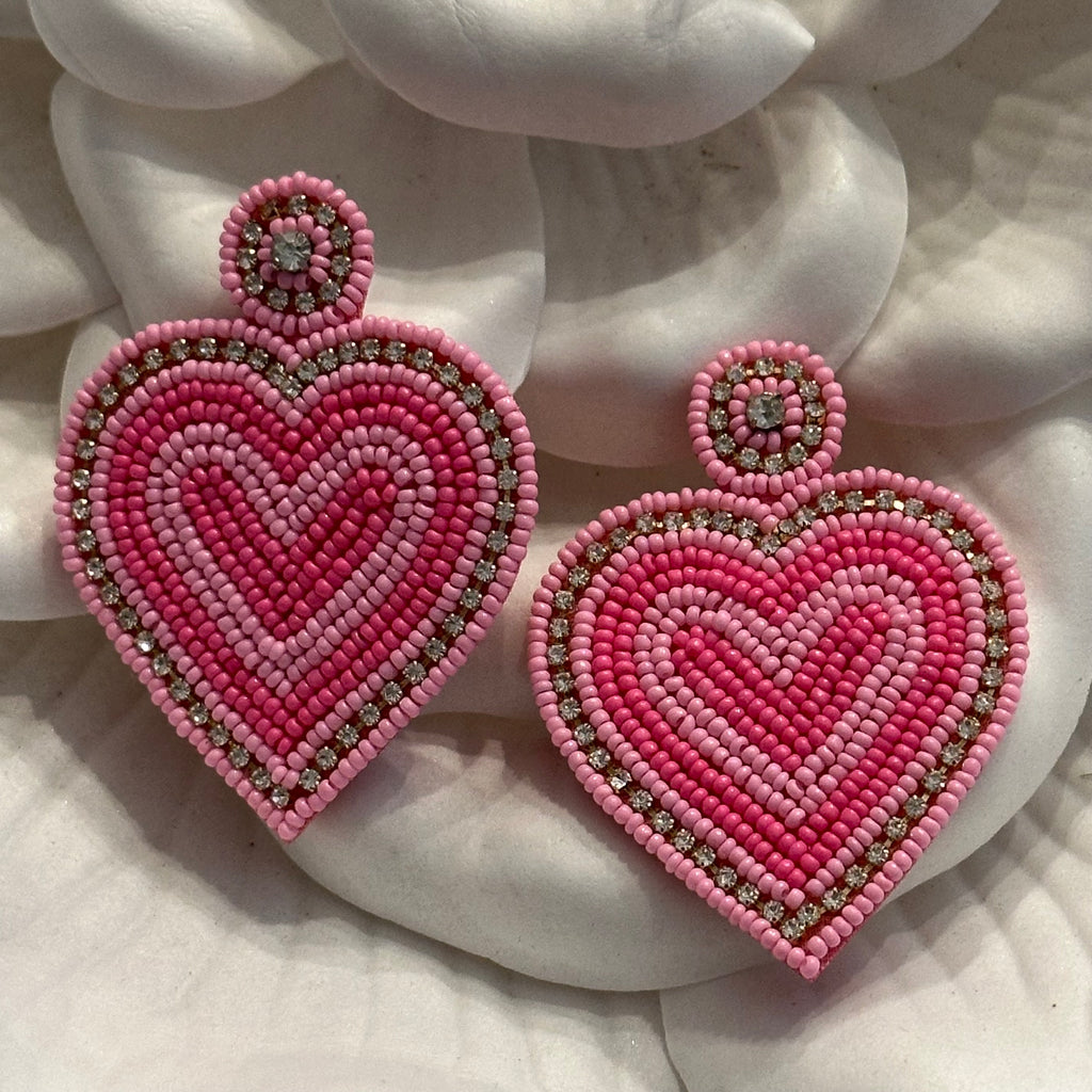 Beaded Love Heart Earrings