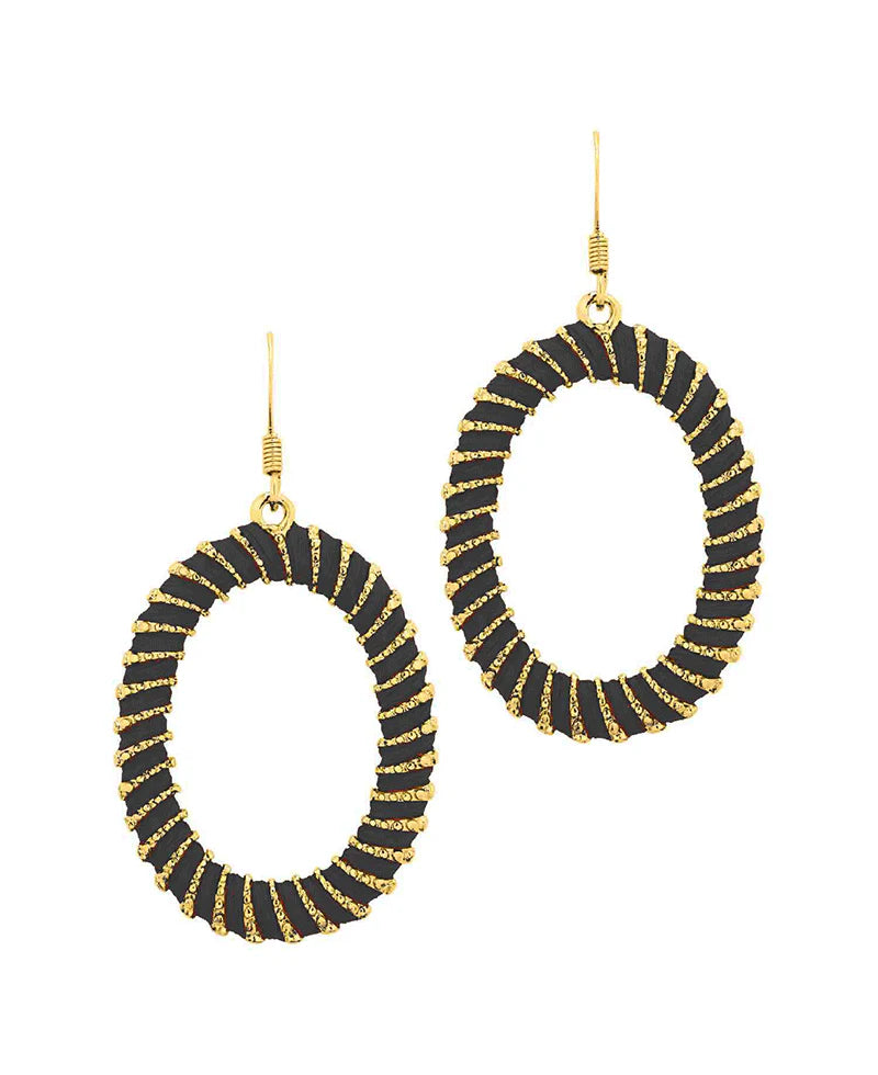 Georgette Black Colored Oval Earrings