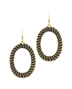Georgette Black Colored Oval Earrings