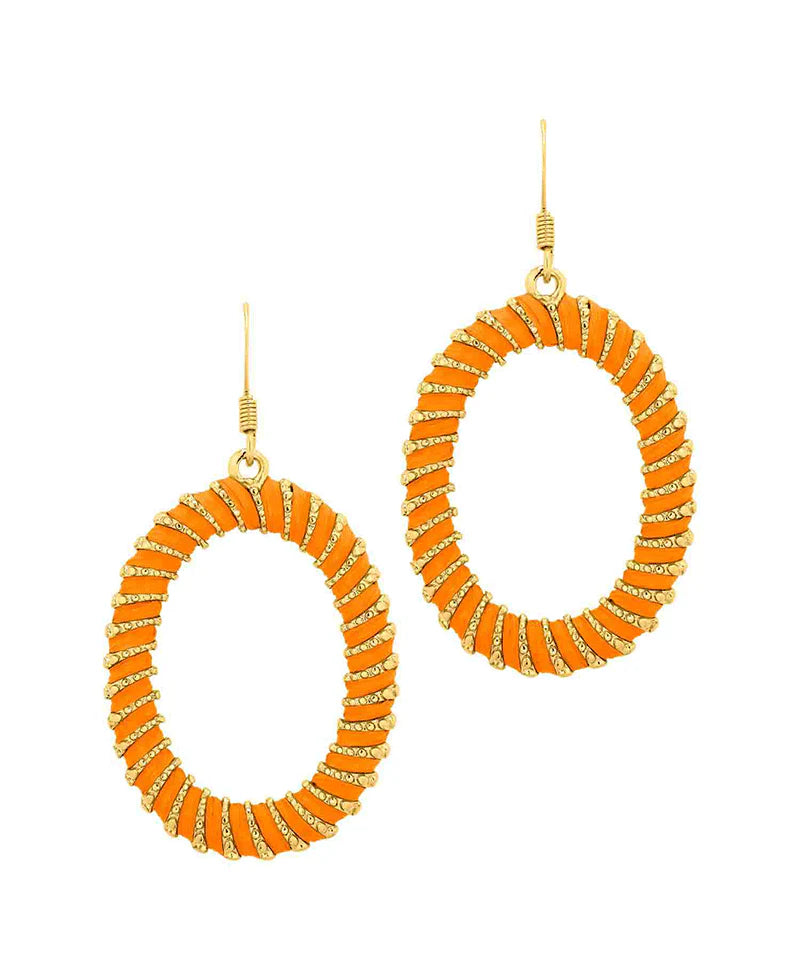 Georgette Orange Colored Oval Earrings
