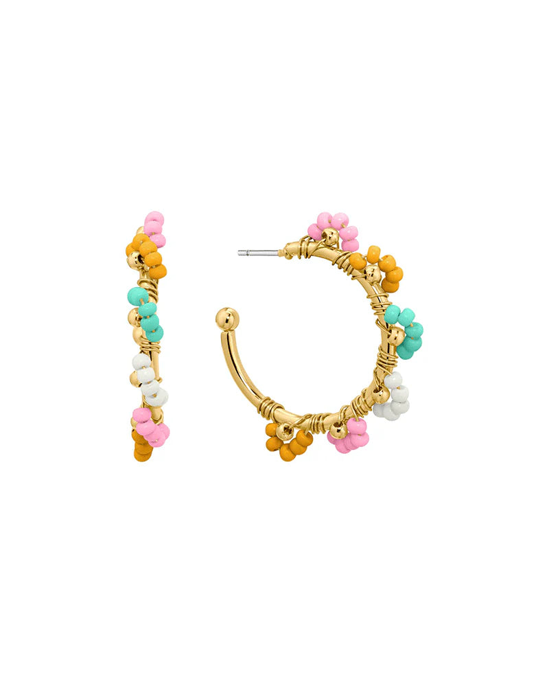 Ava Multi-Colored Seed Beads Hoop Earrings