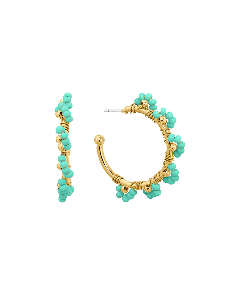 Ava Mint Seed Beads Hoop Earrings