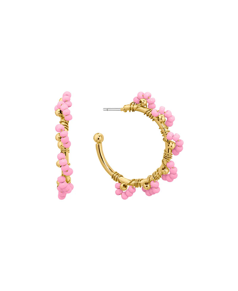 Ava Pink Seed Beads Hoop Earrings
