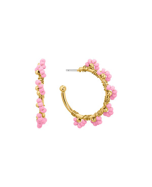 Ava Pink Seed Beads Hoop Earrings