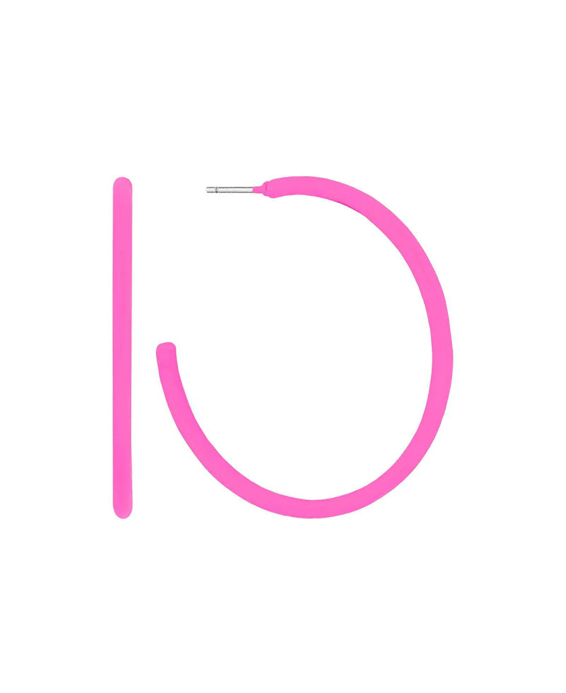 Sophia Hot Pink Epoxy 40mm Hoop Earrings