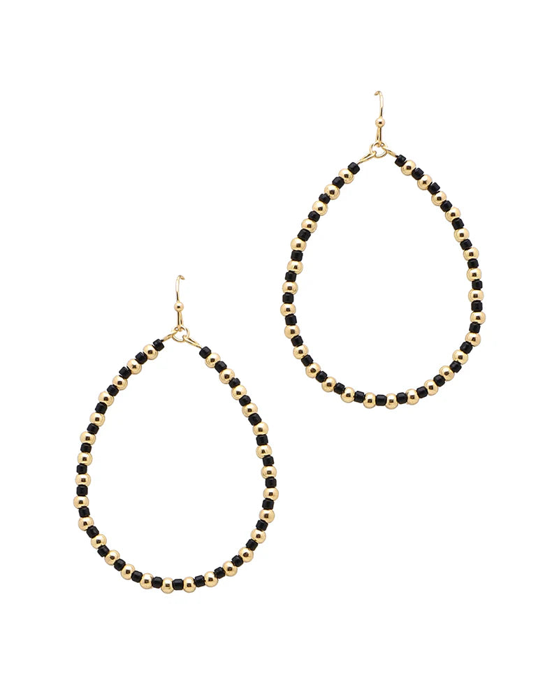 Sophia Black Teardrop Glass Bead Earrings