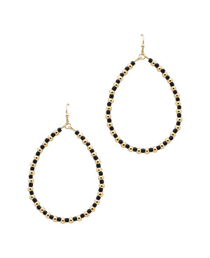 Sophia Black Teardrop Glass Bead Earrings