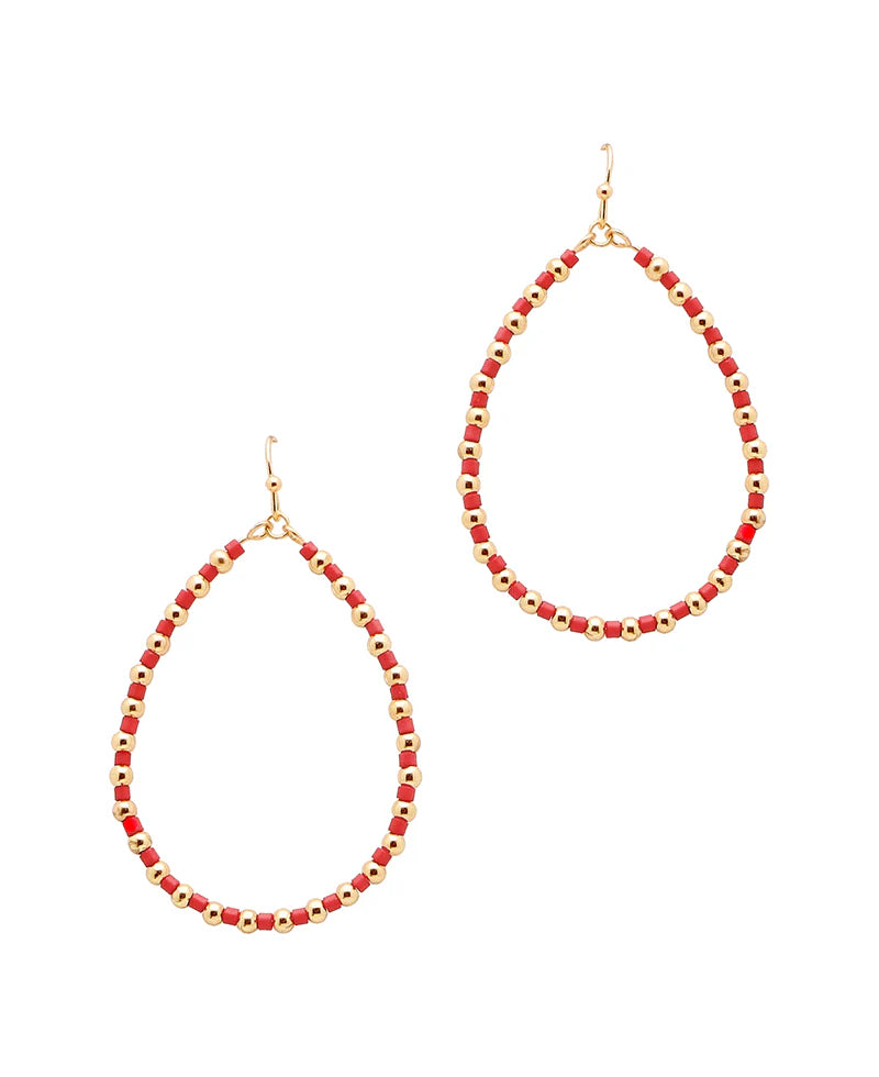 Sophia Red Teardrop Glass Bead Earrings