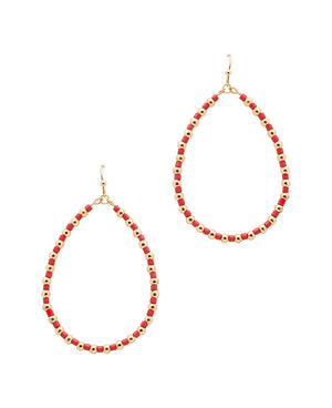 Sophia Red Teardrop Glass Bead Earrings