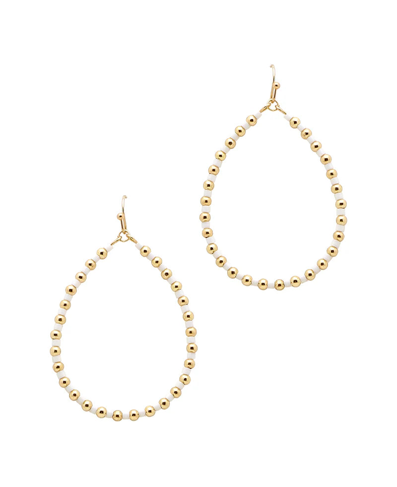 Sophia White Teardrop Glass Bead Earrings