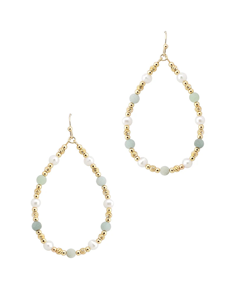 Amelia Amazonite Multi Bead Teardrop Earring
