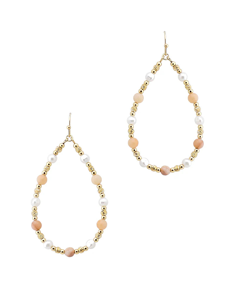 Amelia Baby Pink Multi Bead Teardrop Earring