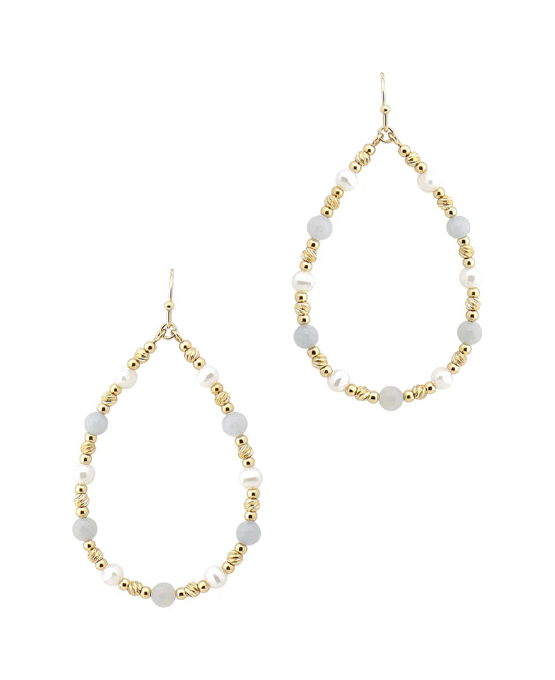 Amelia Light Blue Multi Bead Teardrop Earrings