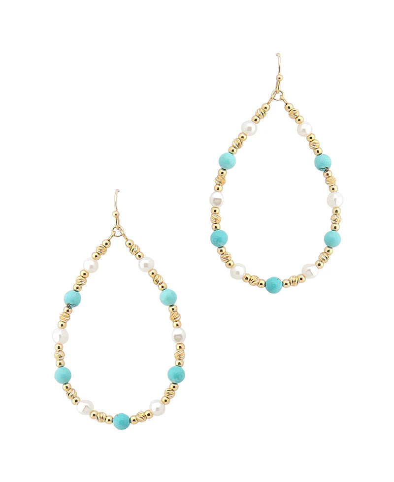 Amelia Turquoise Multi Bead Teardrop Earring