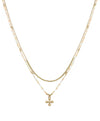 Seed Beads & Cross Double Layered Necklace