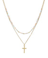 Seed Beads & Drop Cross Double Layered Necklace