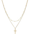 Seed Beads & Drop Cross Double Layered Necklace