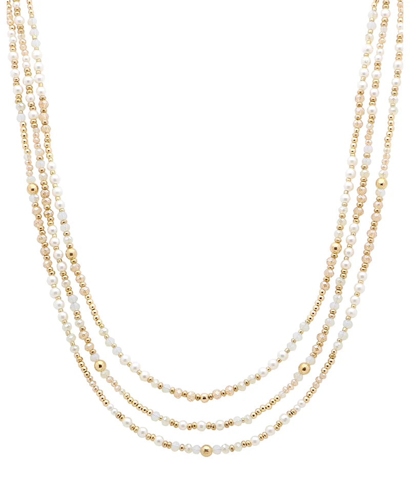 Evelyn Gold Glass & Pearl Layered Necklace