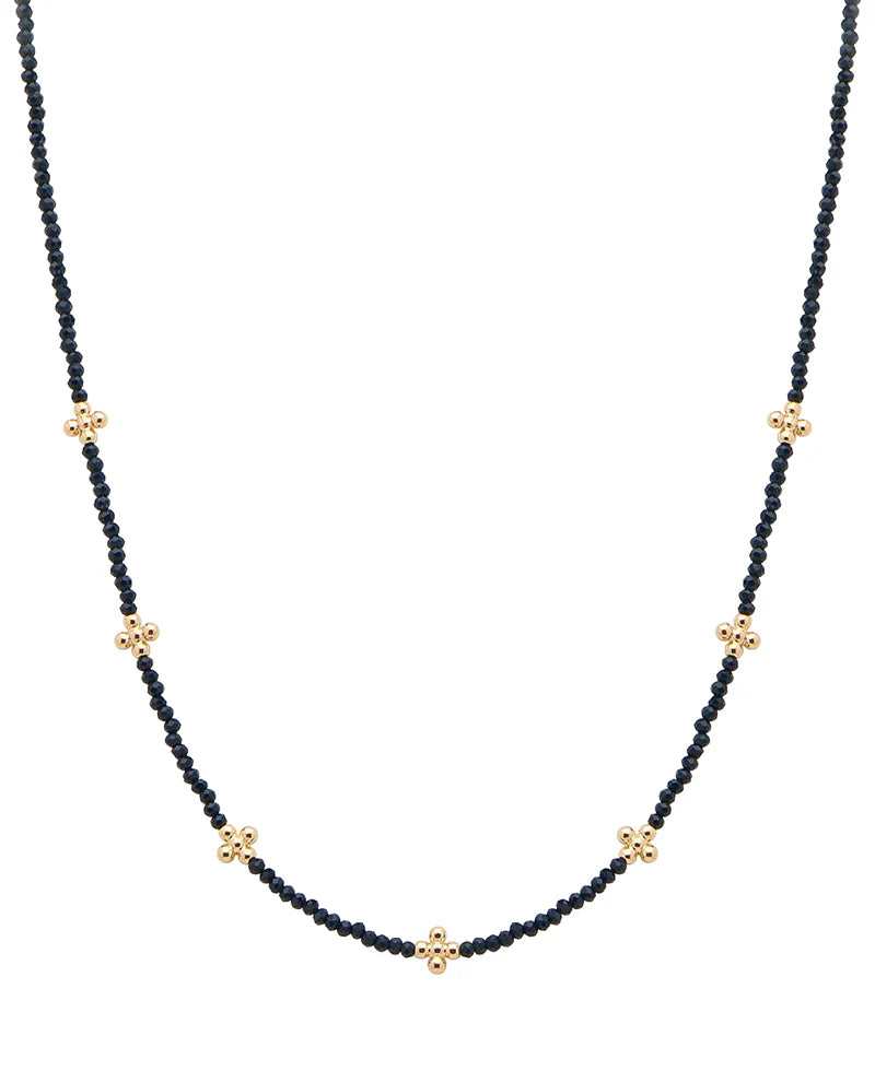 Charity Black Glass Bead Cross Station Necklace