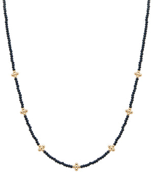 Charity Black Glass Bead Cross Station Necklace