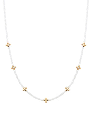 Charity White Glass Bead Cross Station Necklace