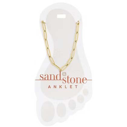 Gold Paperclip Sand & Stone Anklet