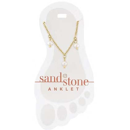 Gold Multi-Pearl Dangle Sand & Stone Anklet