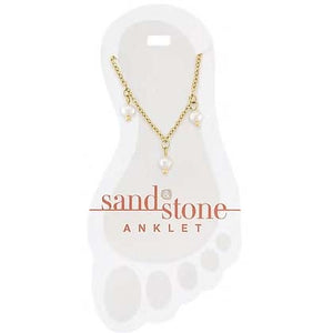 Gold Multi-Pearl Dangle Sand & Stone Anklet
