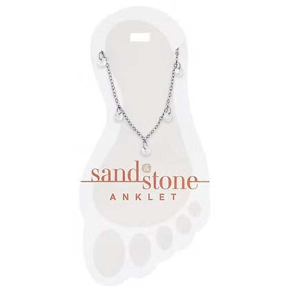 Silver Ball & CZ Dangle Sand & Stone Anklet