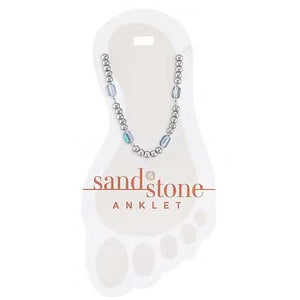 Silver Petite Ball & Blue Facet Sand & Stone Anklet