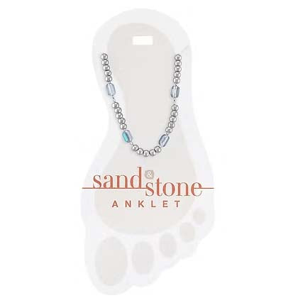Silver Petite Ball & Blue Facet Sand & Stone Anklet