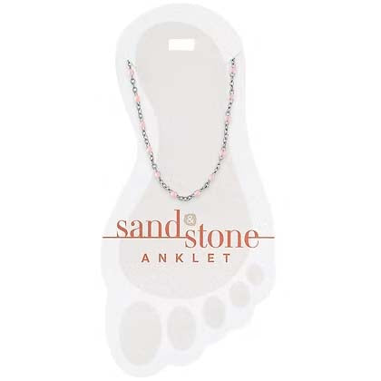 Silver Petite Pink Beaded Chain Sand & Stone Anklet