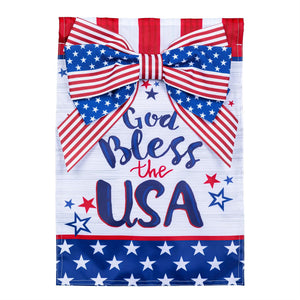 Evergreen Bless The USA Bow Applique Garden Flag - Thumbnail 4