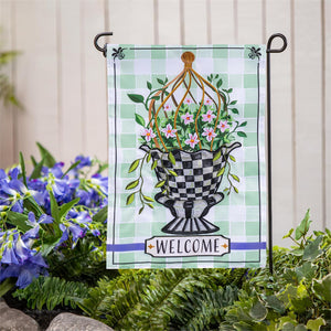 Evergreen Topiary Applique Garden Flag