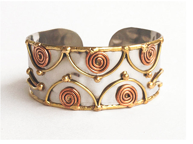 Copper Swirls Stainless Steel Anju Cuff Bracelet