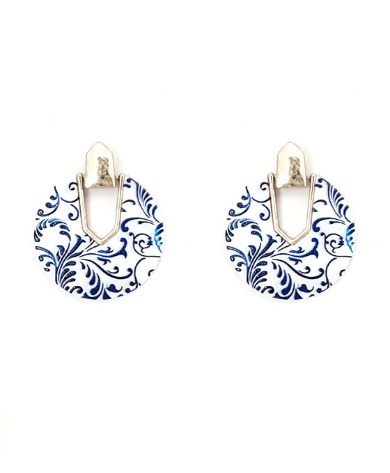 Mother of Pearl Blue Pattern Earrings