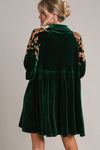 Umgee Hunter Green Velvet Dreams Burnout & Contrast Dress