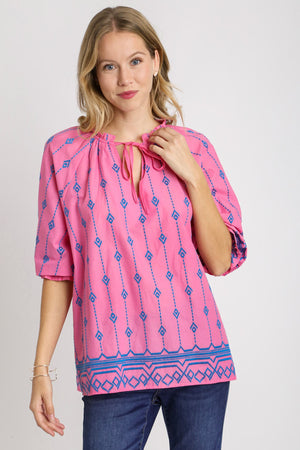Catching Hope Umgee Boxy Cut Embroidery Top