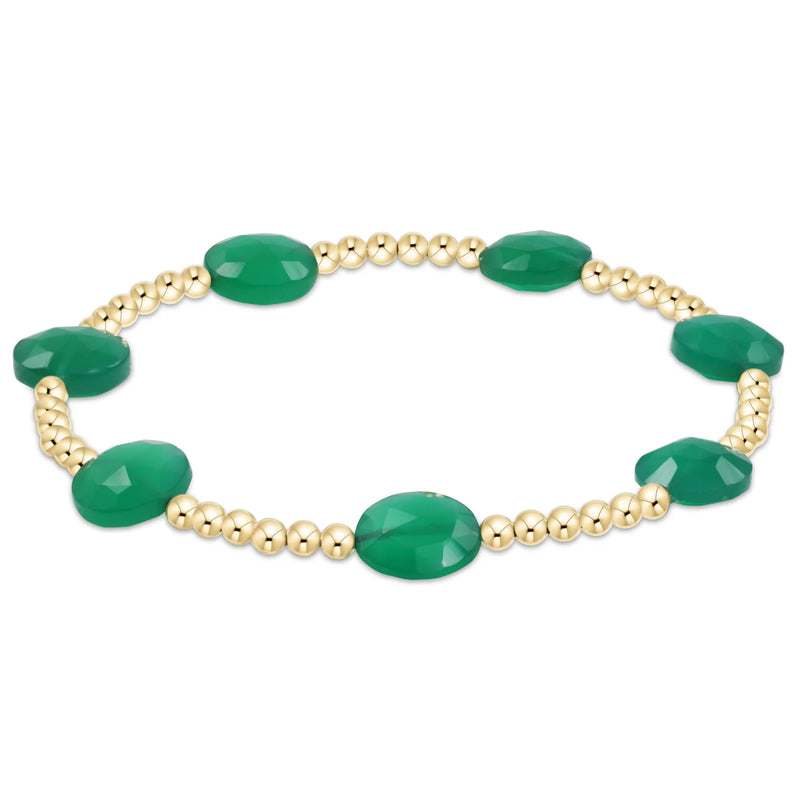 Enewton Green Onyx Admire Pattern 3mm Gold Bead Bracelet