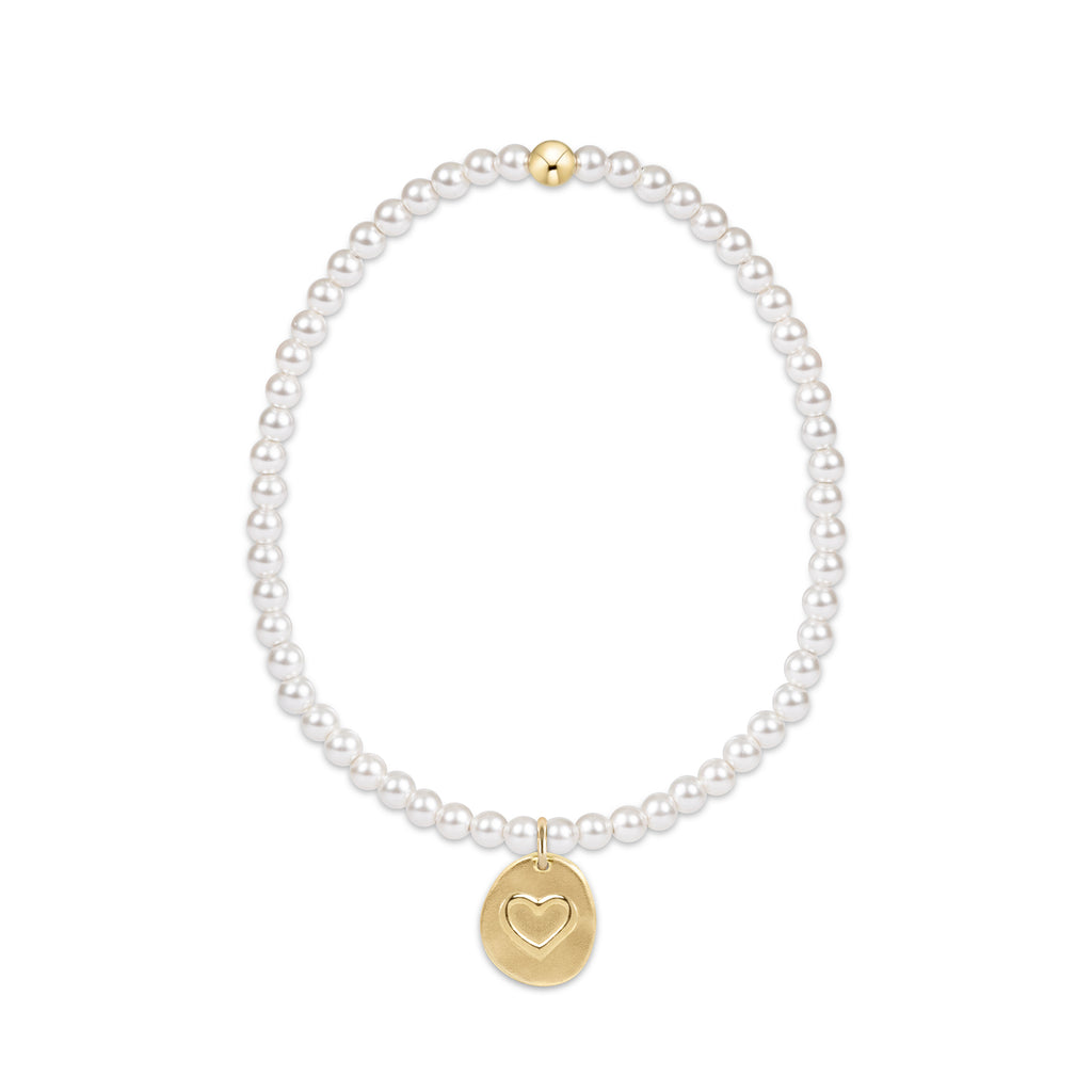 Enewton Small Inspire Love Gold Charm Classic Pearl 3mm Bead Bracelet