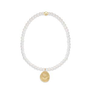 Enewton Small Inspire Love Gold Charm Classic Pearl 3mm Bead Bracelet