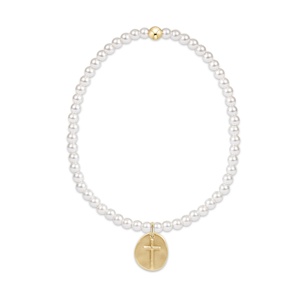 Enewton Small Inspire Gold Charm Classic Pearl 3mm Bead Bracelet